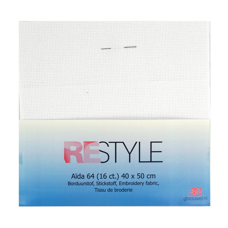borduurstof Aida 64/ 16 count - 40x50 cm wit