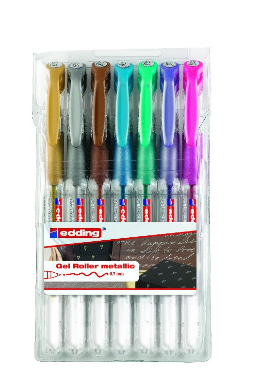 edding 2185 gelroller set - 7 stuks - metallic