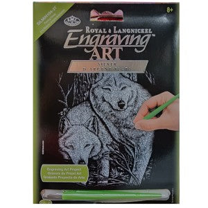 Engraving art - zilver - wolven