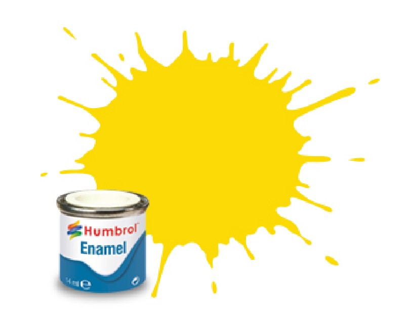 Humbrol 69 enamel - 14 ml geel hoogglans