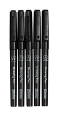 Tekenpennen - 5 stuks - 0,1 tot 0,8 mm - zwart