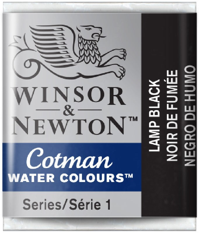 W&N Cotman Watercolours - half napje - lamp black