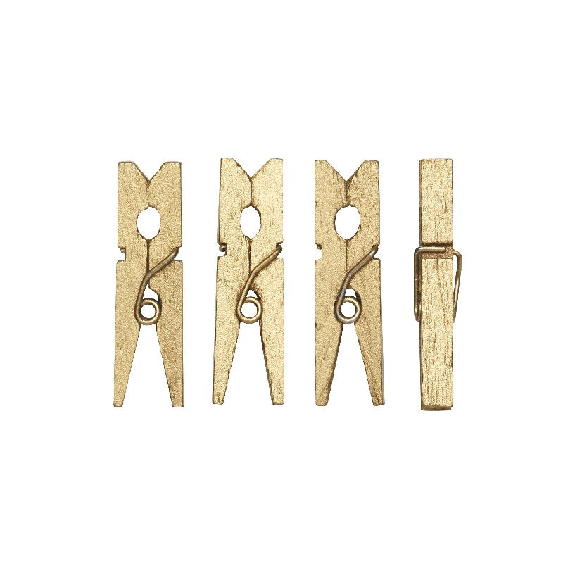 Mini wasknijpers - 48 stuks - goudkleurig