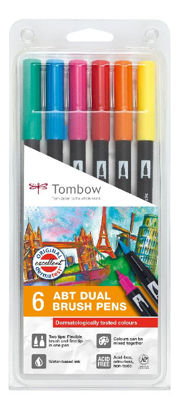 Tombow ABT Dual Brush Pen set - 6 stuks - assorti colours