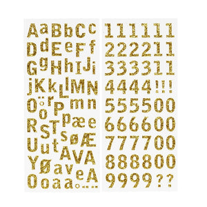 Stickers - letters en cijfers - glitter goud