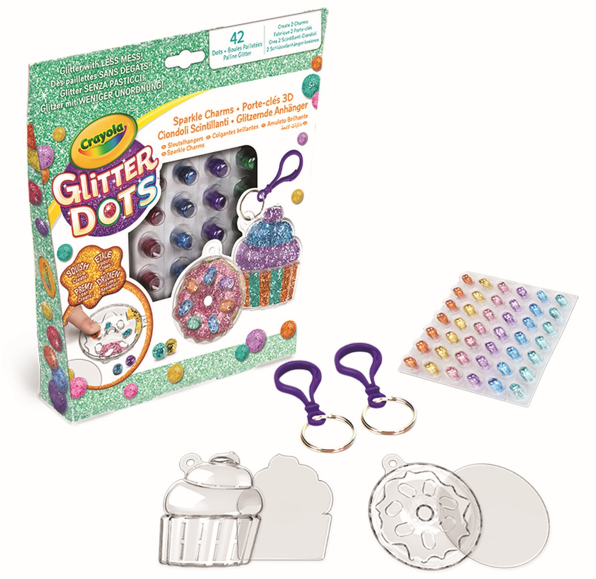 Crayola Glitter Dots - 3D sleutelhangers gebakjes