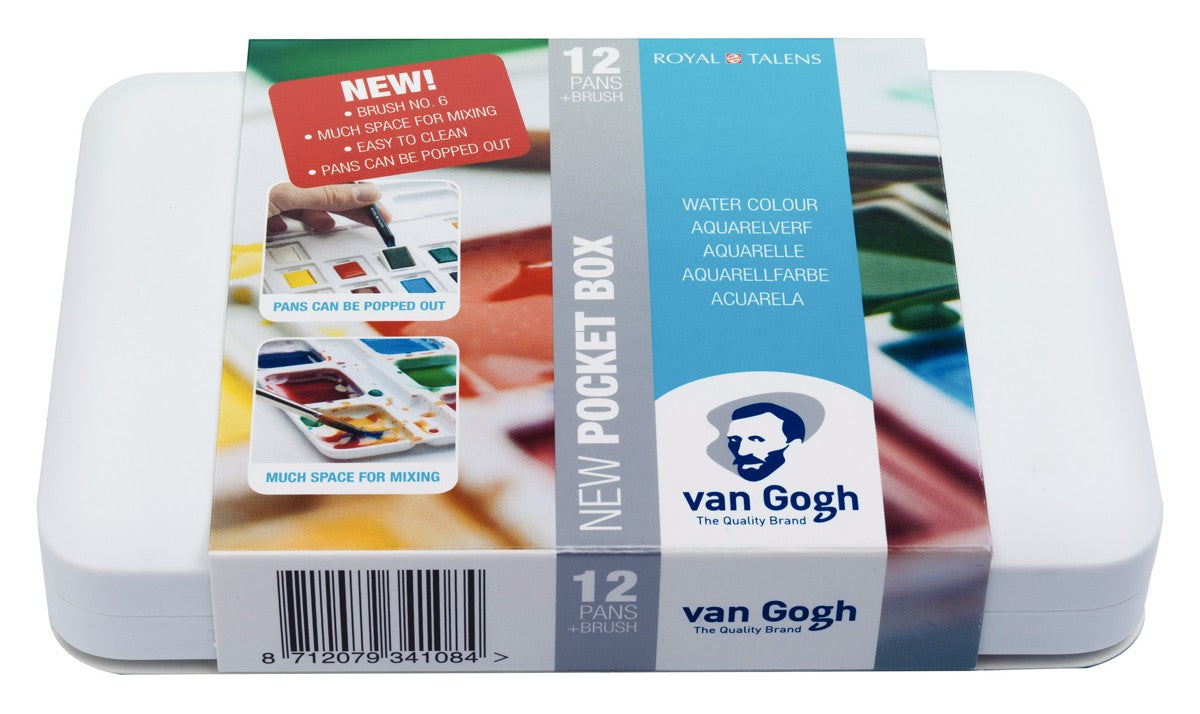 van Gogh aquarelverf pocket box - 12 halve napjes - basic
