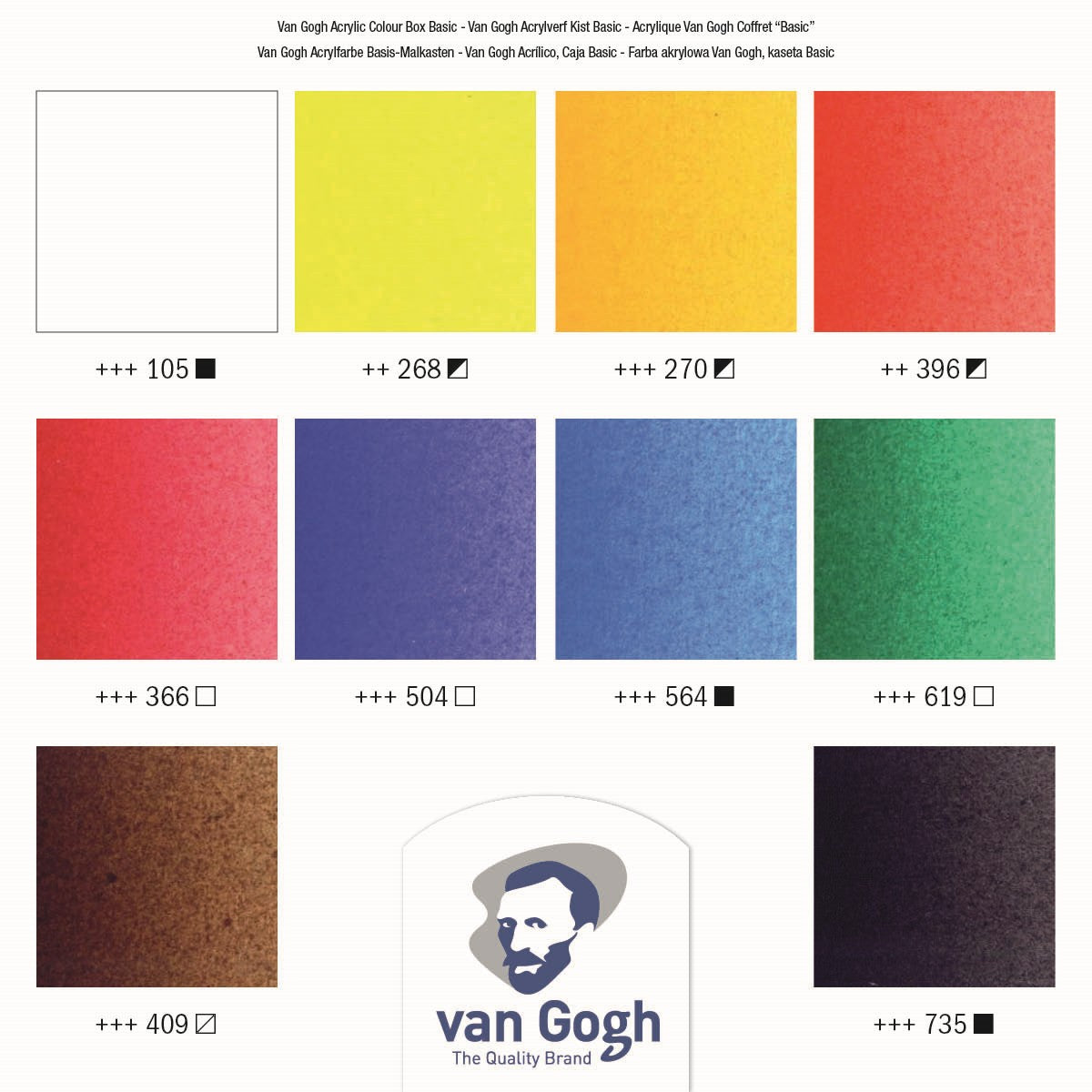 van Gogh acrylverf kist basic - 10x40 ml + accessoires