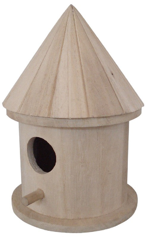 Houten vogelhuis - rond