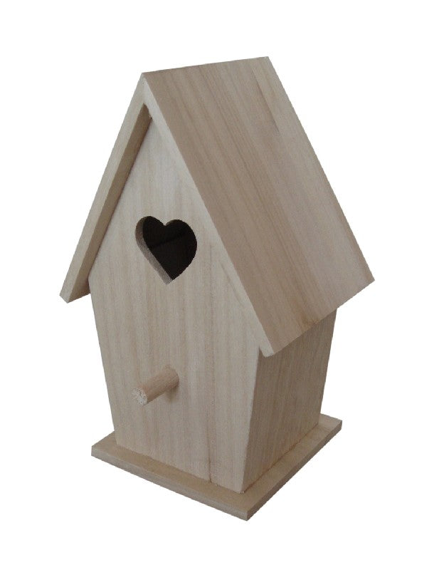 Houten vogelhuis - hartvormige opening