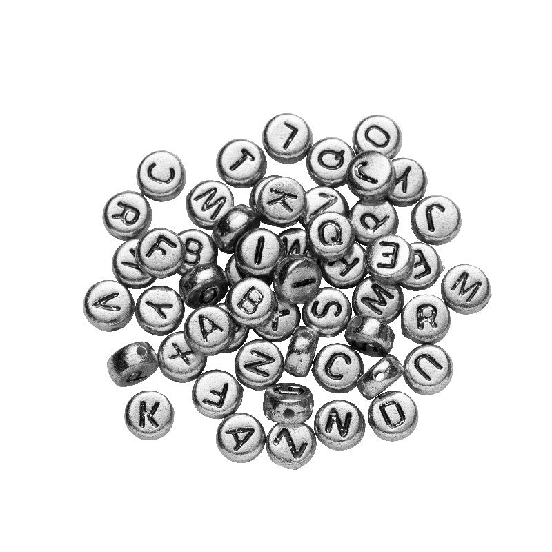 Kralenmix - letters - zilverkleurig