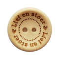 Houten knoop Lief en stoer 20mm 4stks