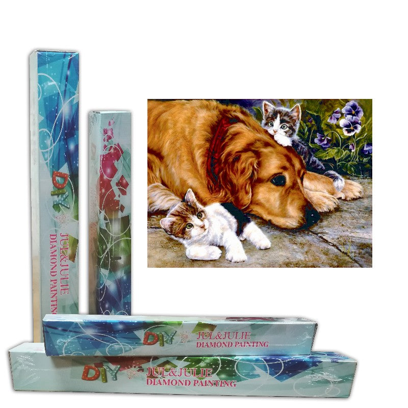 Jul & Julie Diamond Paint 30x40 cm- Hond en katten