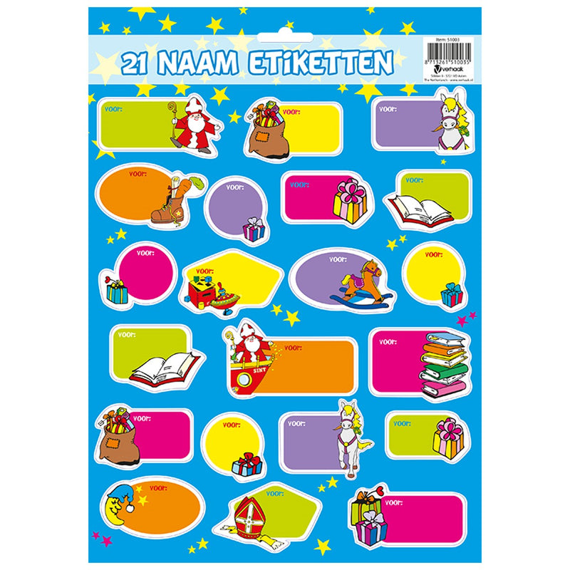 Cadeau etiketten - Sinterklaas vrolijke kleuren