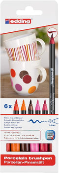 edding 4200 porcelain brushpen set - 6 stuks - warm