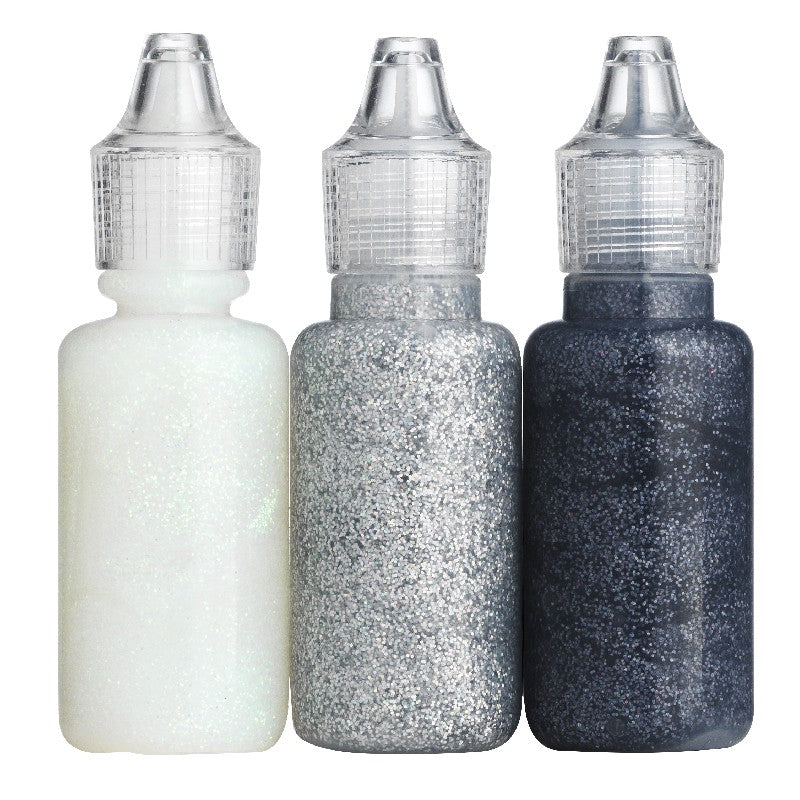 glitterlijm 3x 20 ml - wit/zilver