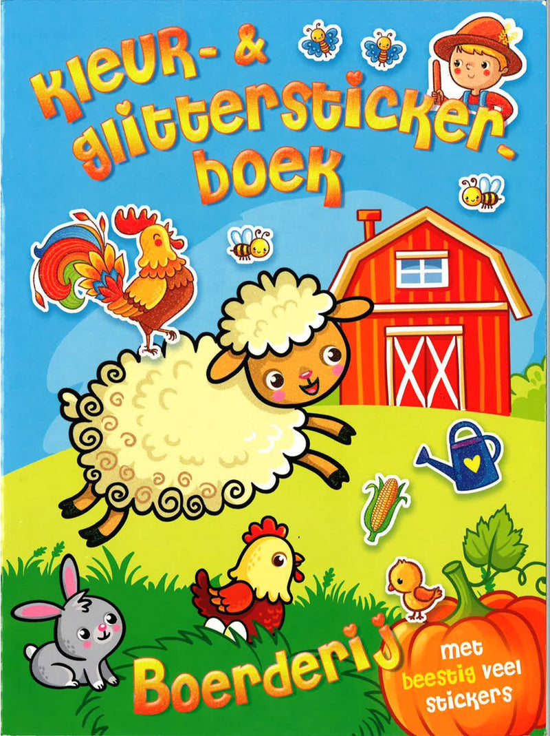 Kleurboek - kleur- en glitterstickerboek - Boerderij