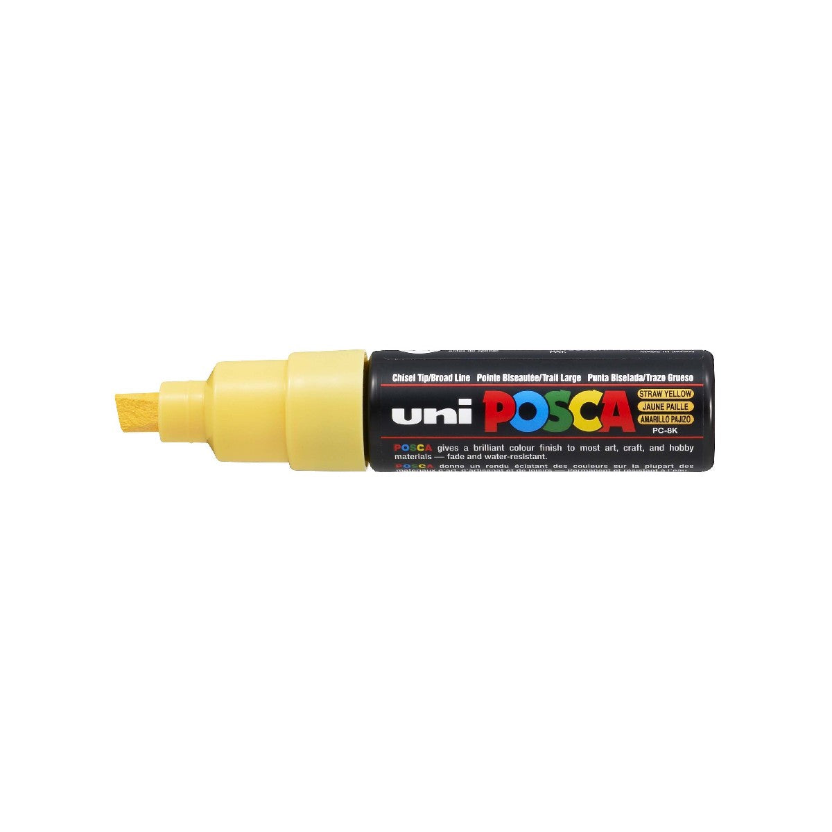 POSCA acrylmarker - beitelpunt PC-8K - 8 mm - stro geel