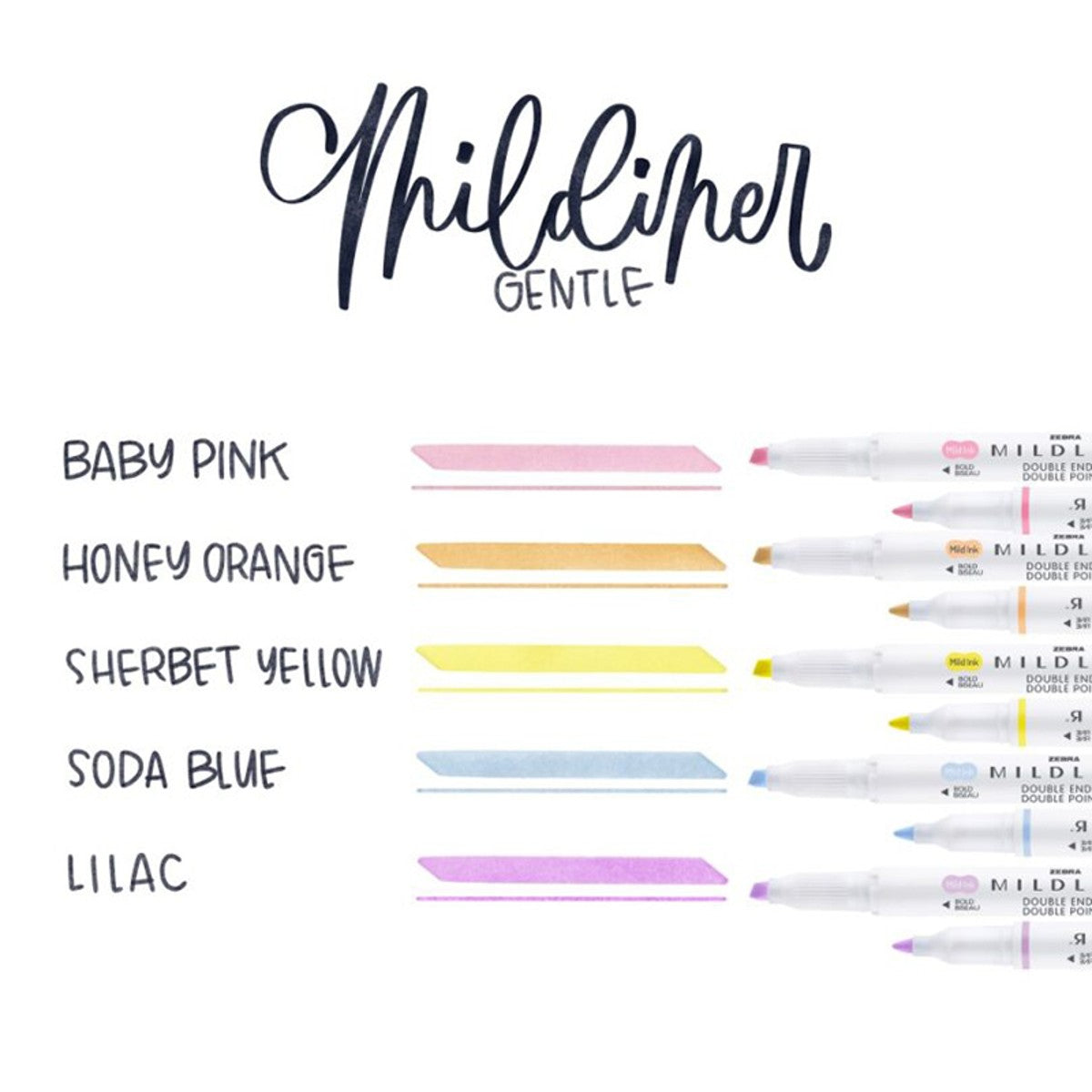 Zebra Mildliner - highlighters - 5 stuks - gentle