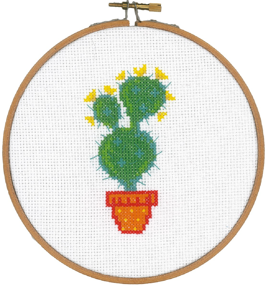 Borduurpakket incl. borduurring - kaktus gele bloem