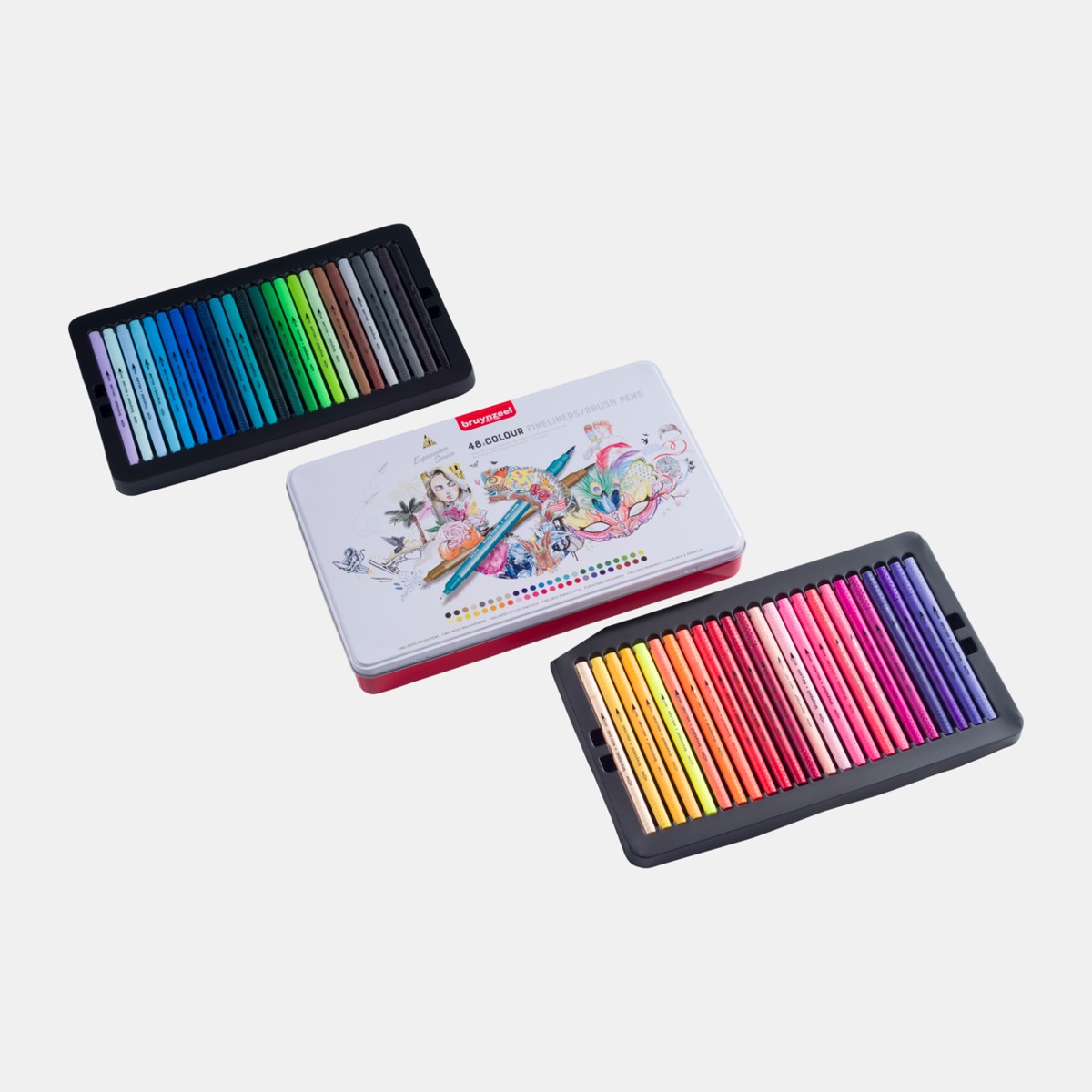 Bruynzeel Creatives - fineliners/brush pens - 48 stuks