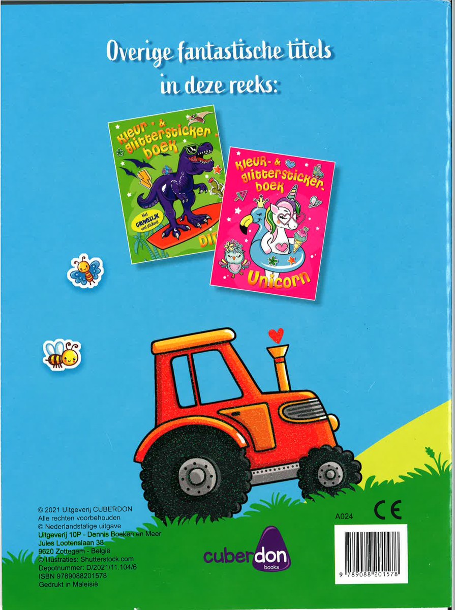 Kleurboek - kleur- en glitterstickerboek - Boerderij