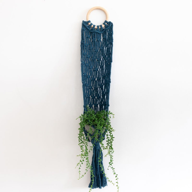 Hoooked DIY kit - macramé plantenhanger Bali - petrol