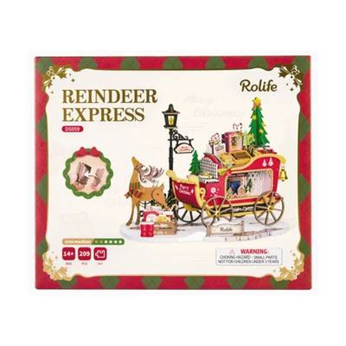 Robotime houten 3D puzzel - Reindeer Express