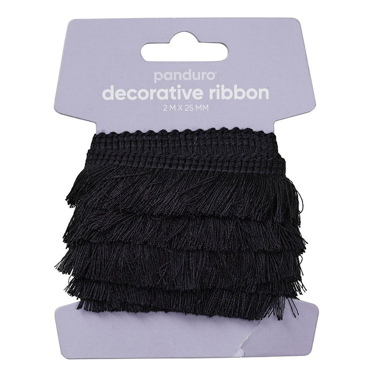 Decoratief franjelint - 25 mm - zwart