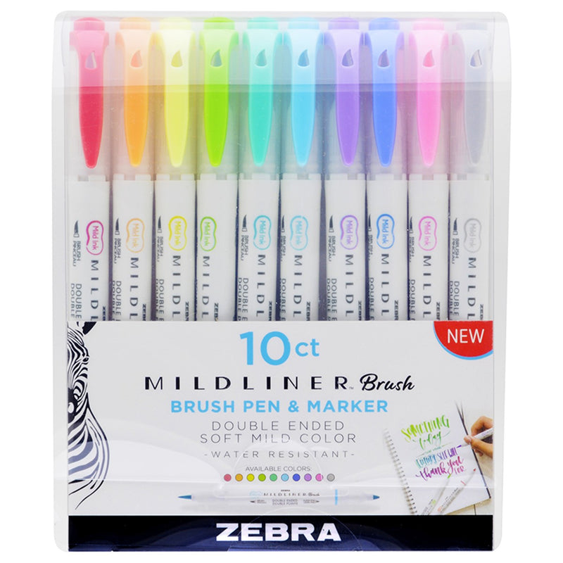 Zebra Brush Mildliner - highlighters - 10 stuks