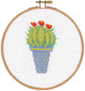 Borduurpakket incl. borduurring - kaktus rode bloem