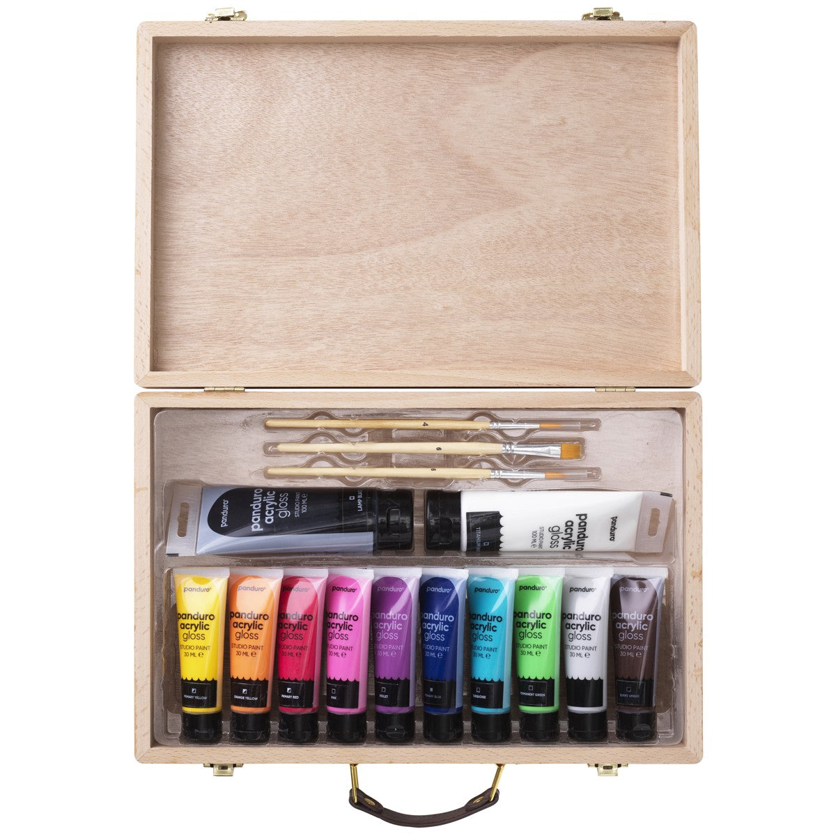 Panduro acrylverf set in houten koffer - glans