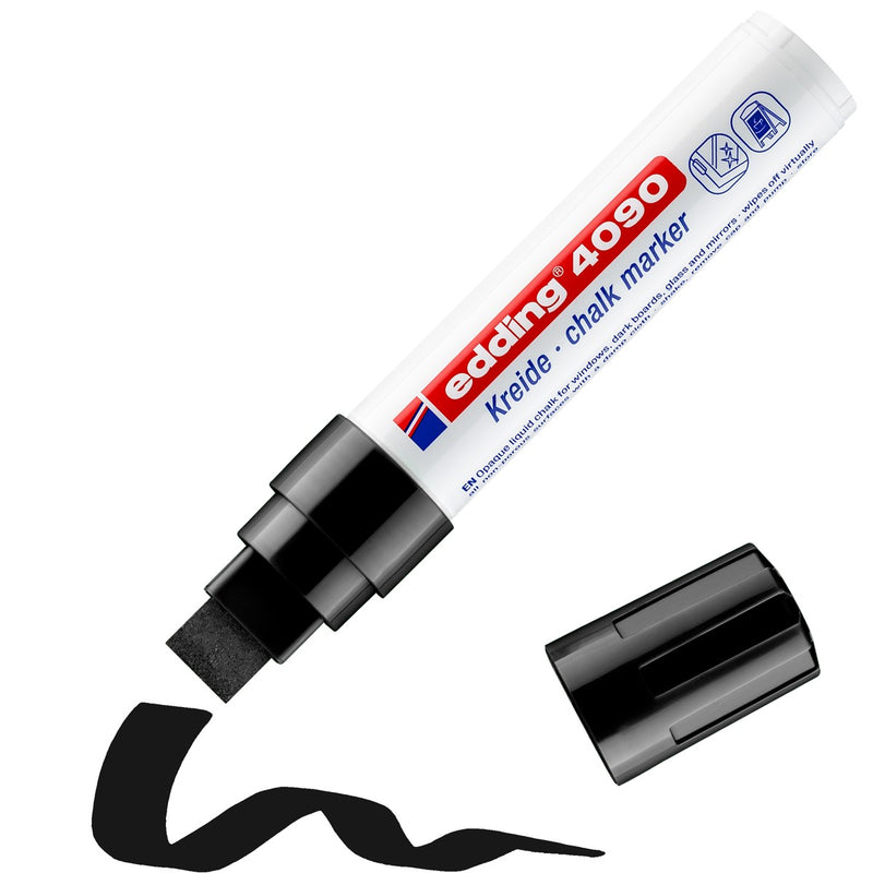 edding 4090 chalk marker - blokpunt - 4 tot 15 mm - zwart