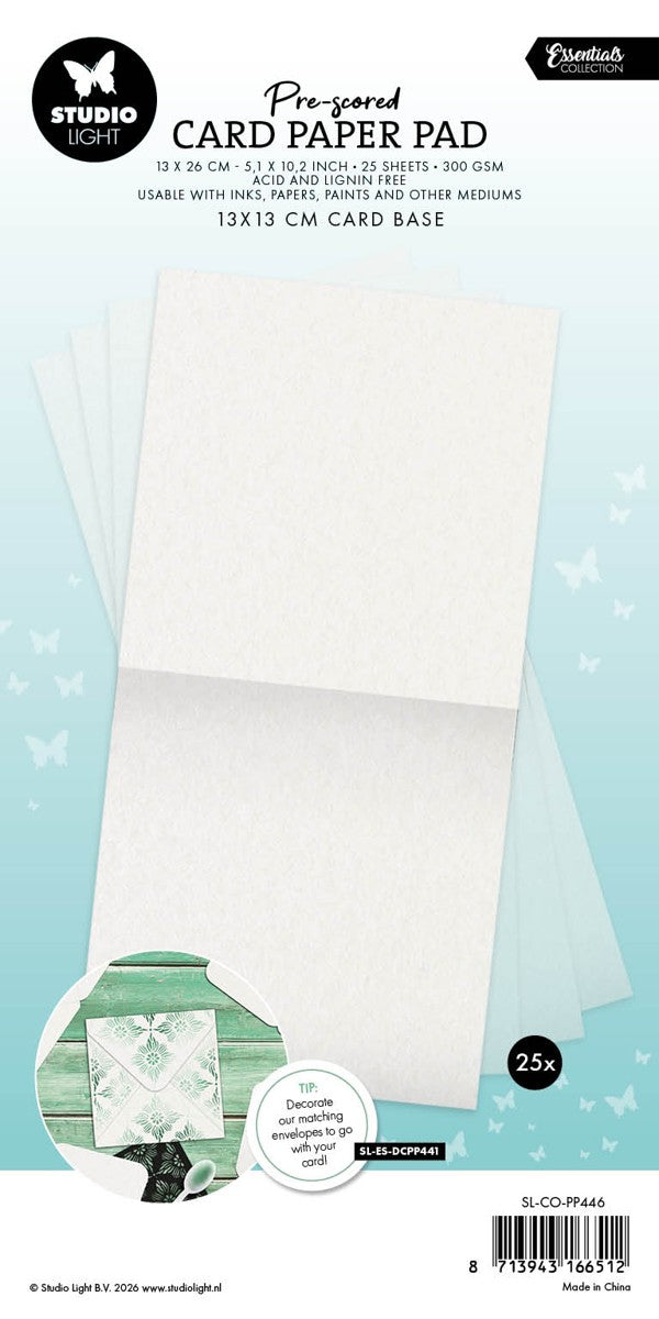 Studio Light Card paper pad - pre-scored 13x13 cm