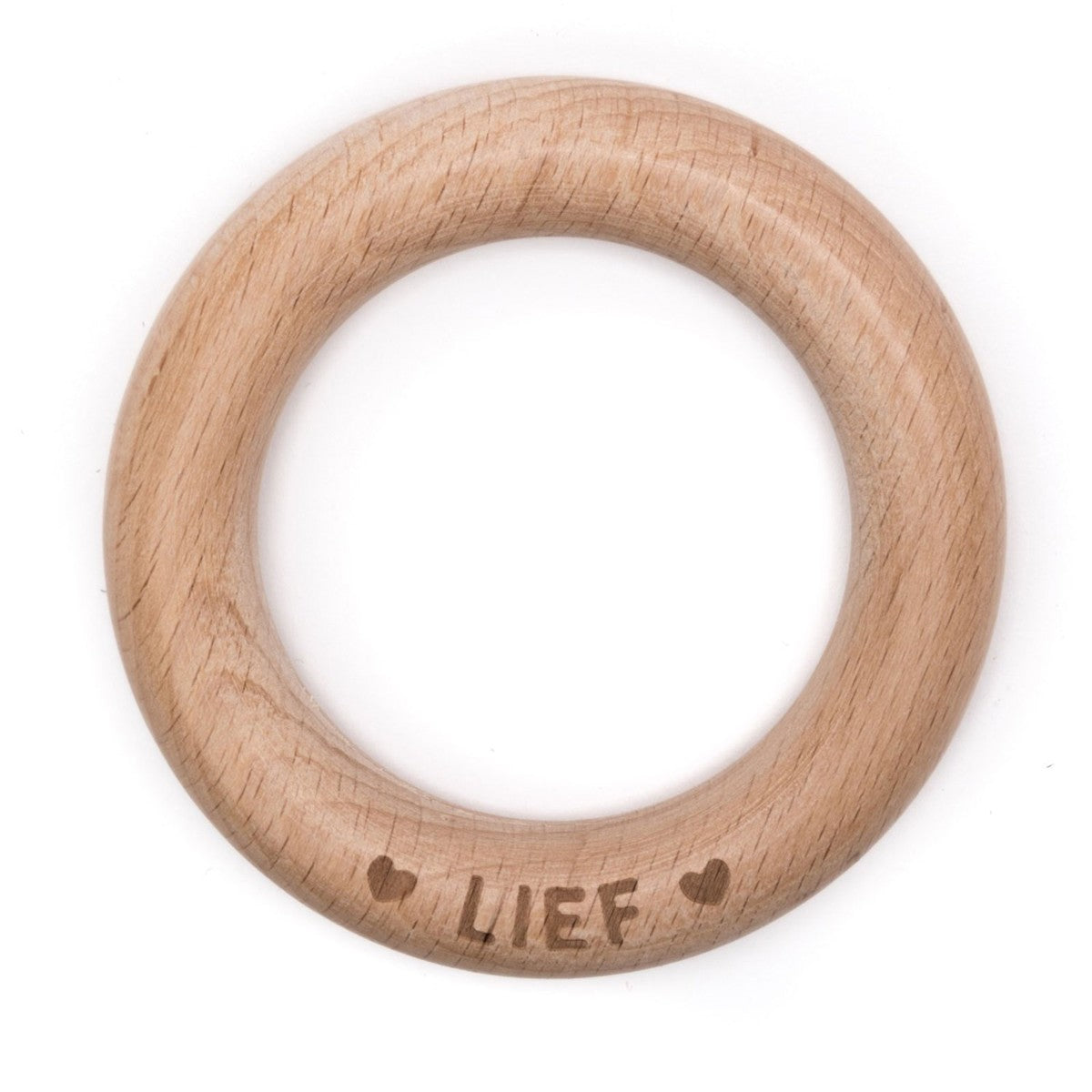 Houten bijtring - 'lief'