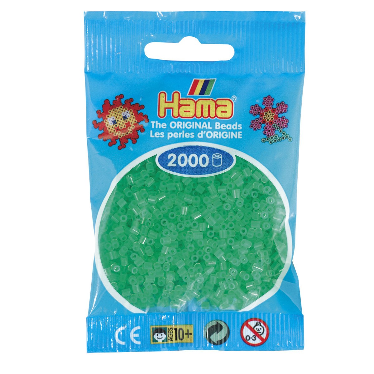 Hama Mini - strijkkralen - 2000 stuks - translucent neon green 37