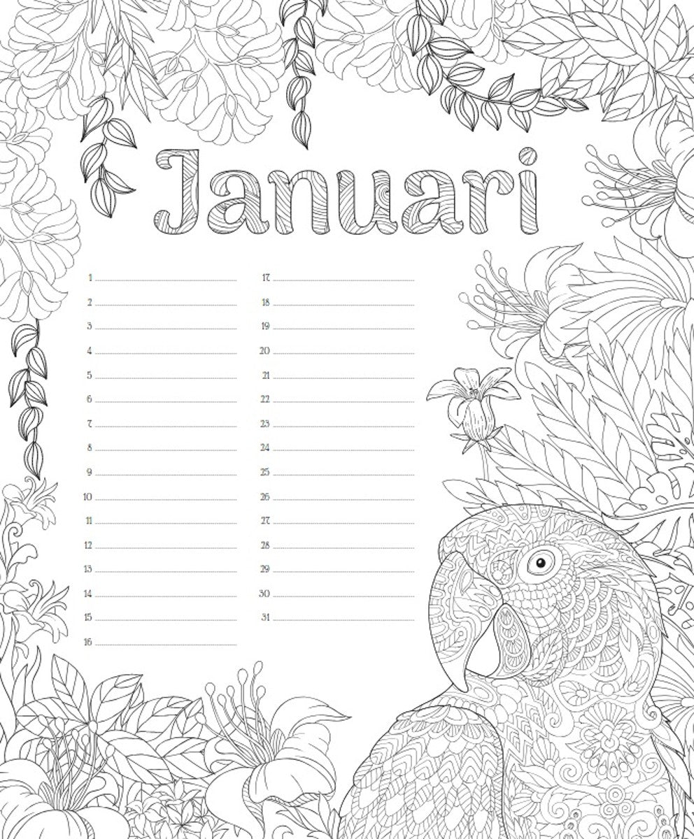 Kleurboek - Happy birthday! Kleurkalender tropical