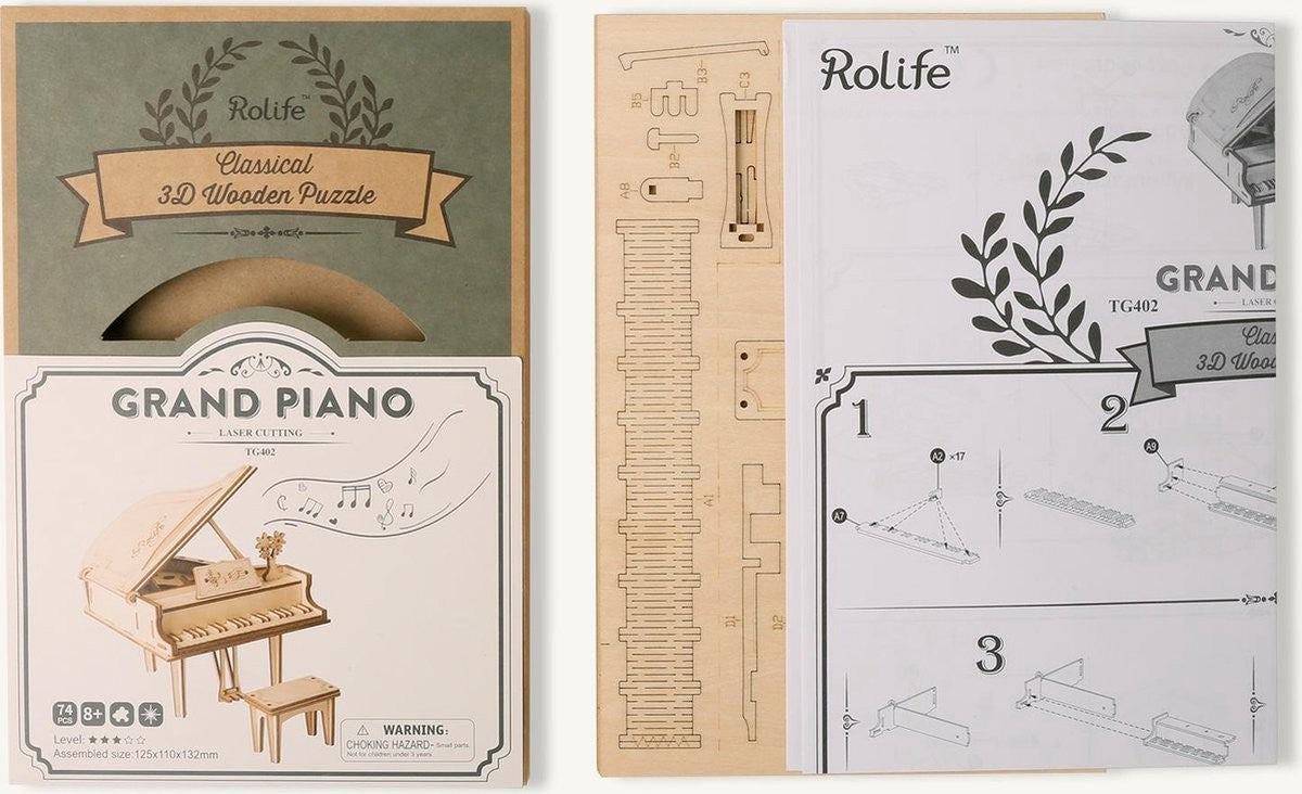 Robotime houten 3D puzzel - Piano