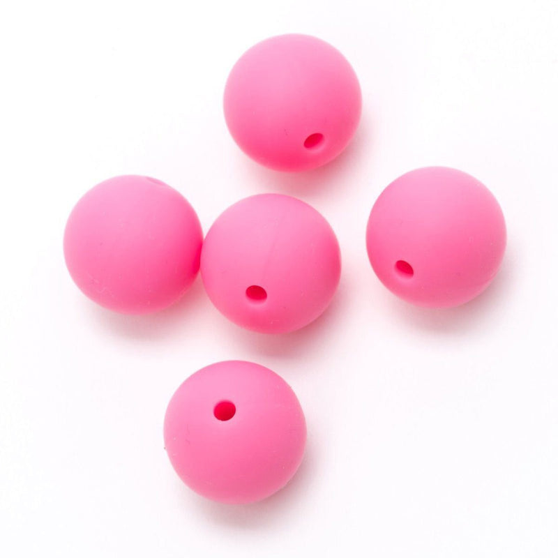 siliconen kralen 12mm 5stk Fuchsia