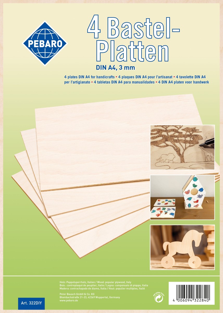 Houten platen - 4 stuks - A4