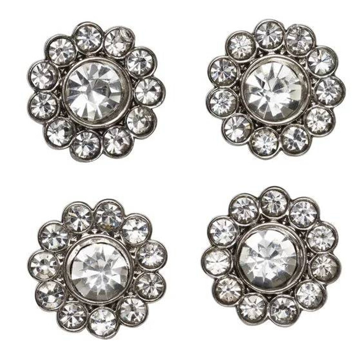 Strass knopen - 15 mm - 4 stuks - zilverkleurig