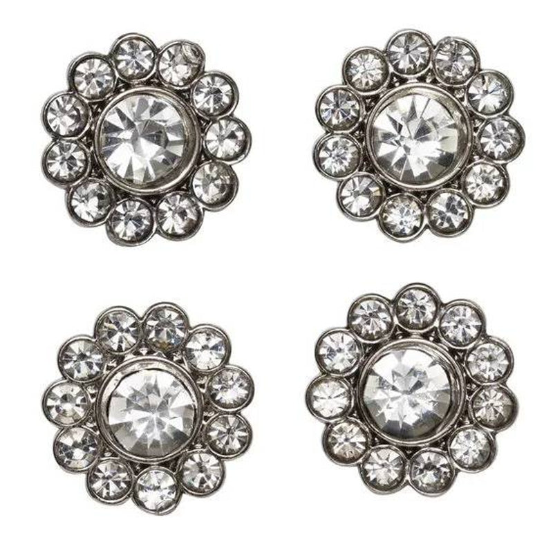 Strass knopen - 15 mm - 4 stuks - zilverkleurig