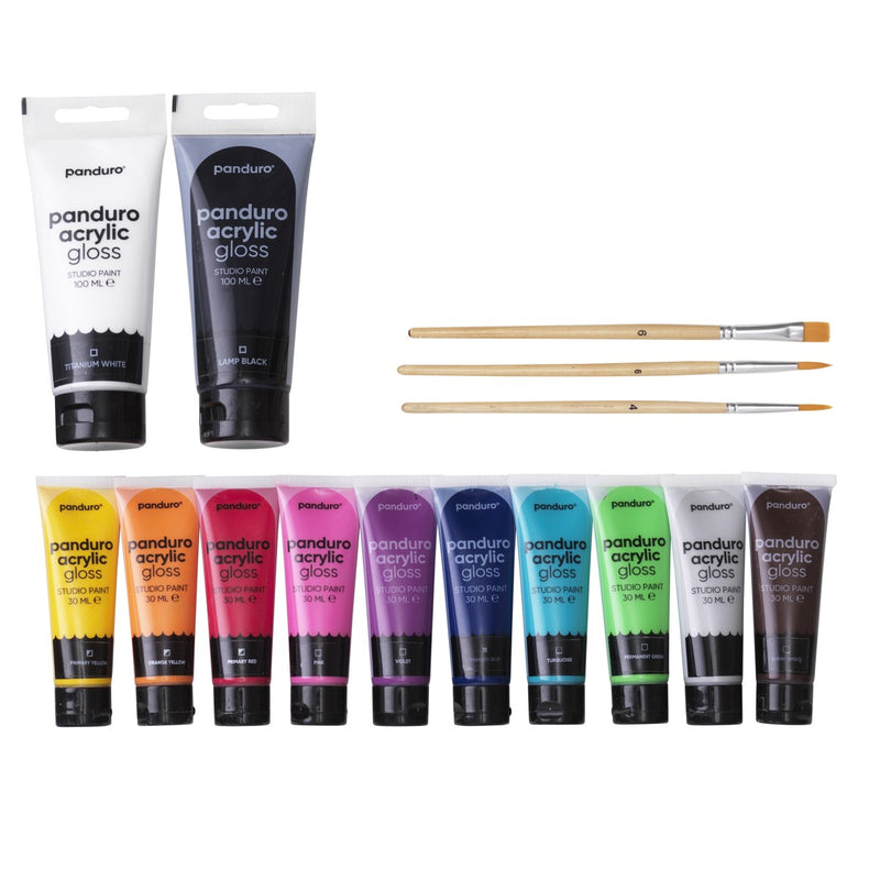 Panduro acrylverf set in houten koffer - glans