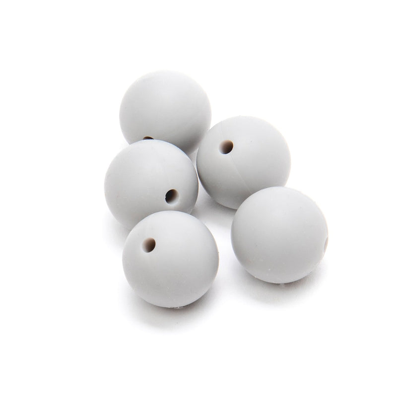 siliconen kralen 5 stuks -15 mm grijs
