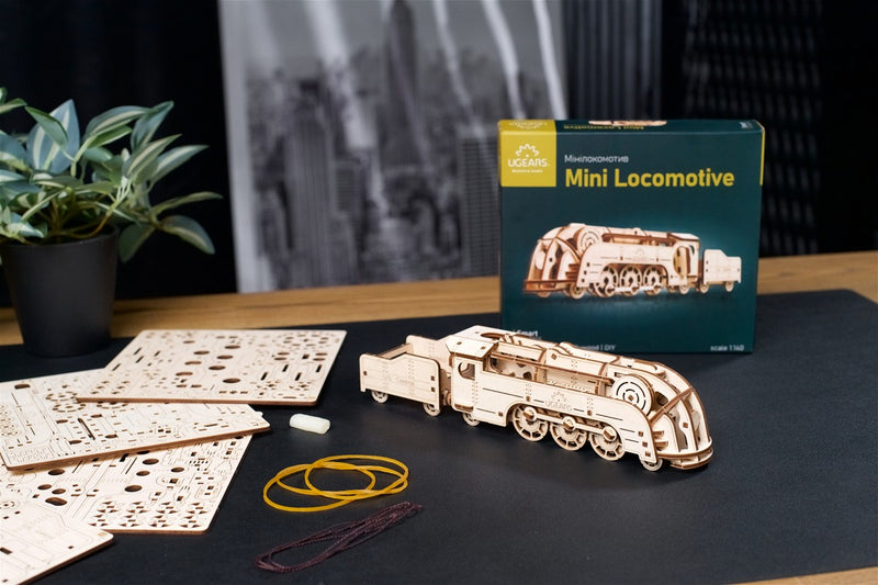 Ugears houten 3D puzzel - Mini Locomotive