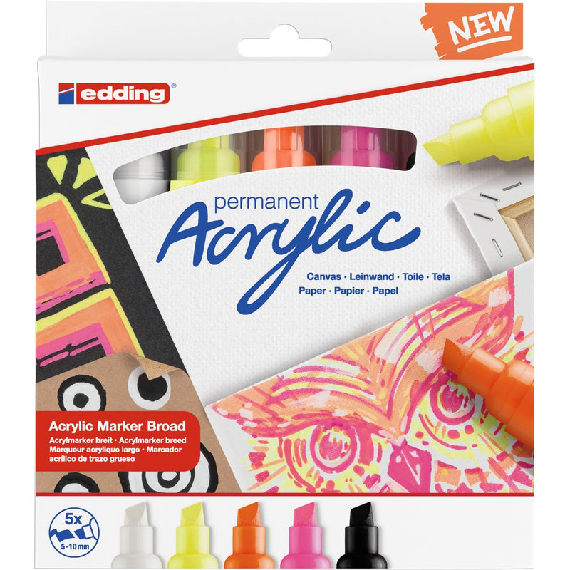 edding 5000 acrylic marker set - broad - 5 stuks - neon