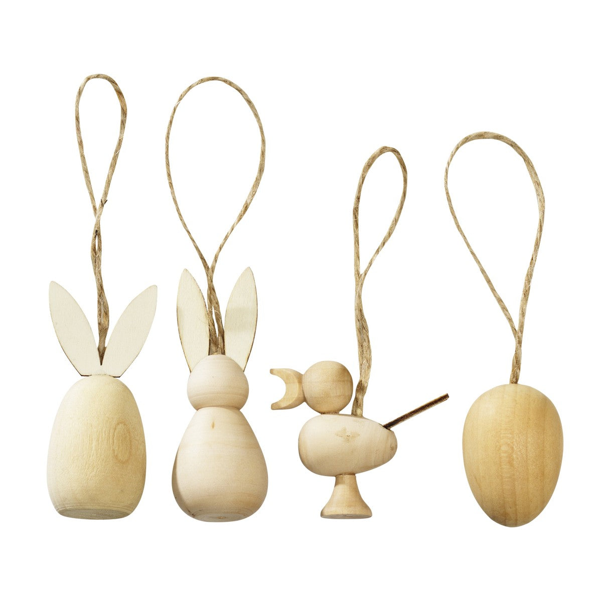 Houten figuren - vogels, konijnen en eieren