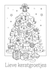 Wenskaarten om in te kleuren - Merry Christmas