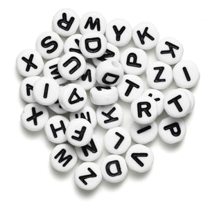 Kralenmix - letters - wit