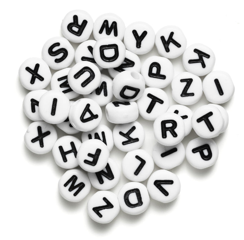 Kralenmix - letters - wit